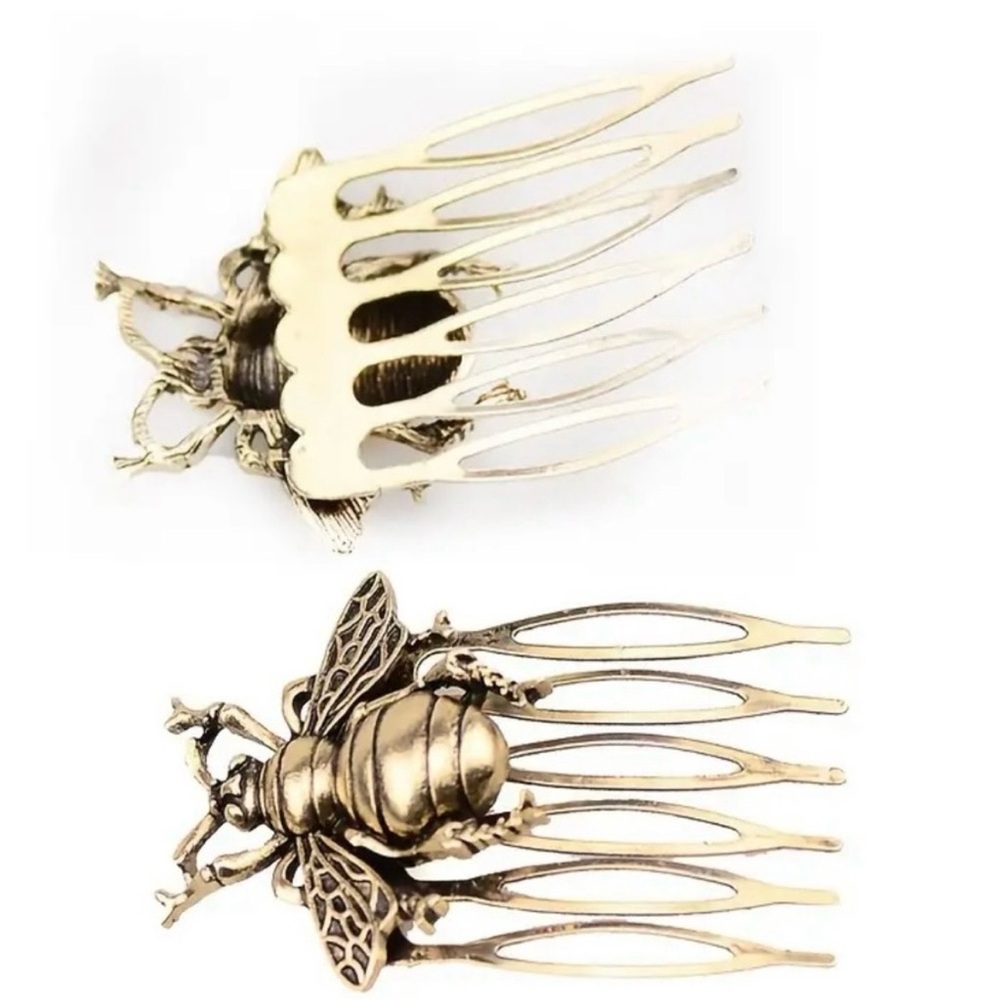 Intricate Bronze Bee Design Hair Combs - Picture 5 of 6